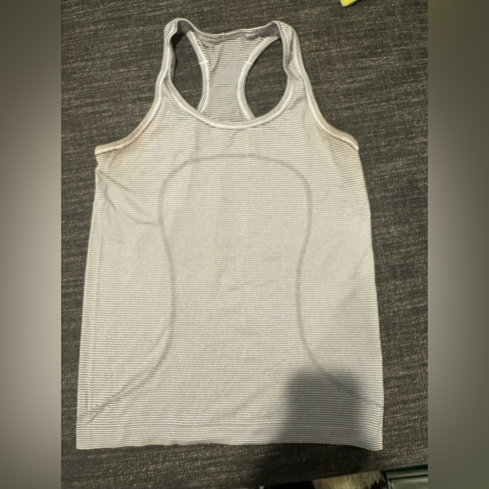 lululemon athletica Light Gray Striped Racerback Tank